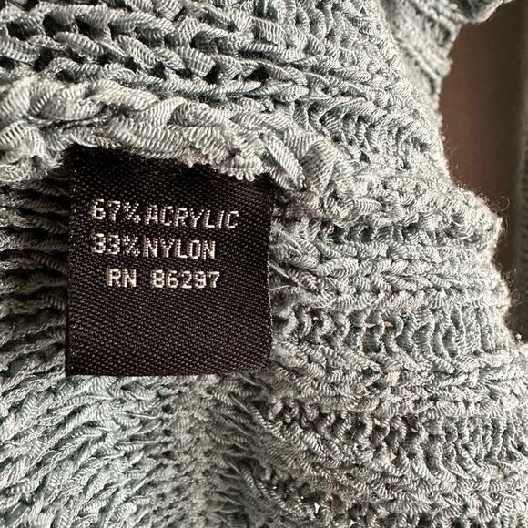 Y2K BCBGMaxazaria Knit Cardigan Hooded Blue Sweater Wood Buttons Size Large - Picture 7 of 8